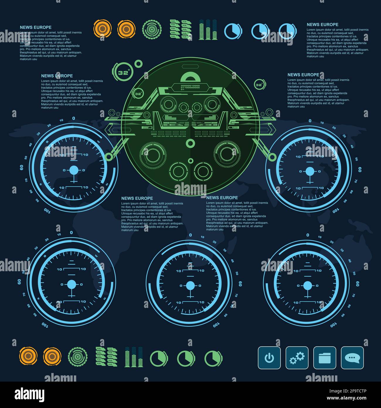 Hintergrund mit futuristischem User Interface Design Konzept mit hud Elementen Stock Vektor