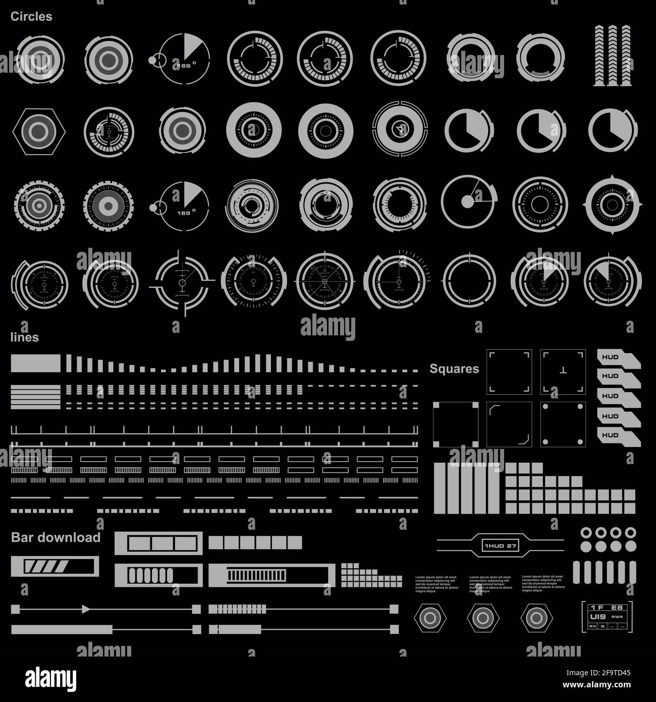 Hintergrund mit futuristischem User Interface Design Konzept mit hud Elementen Stock Vektor