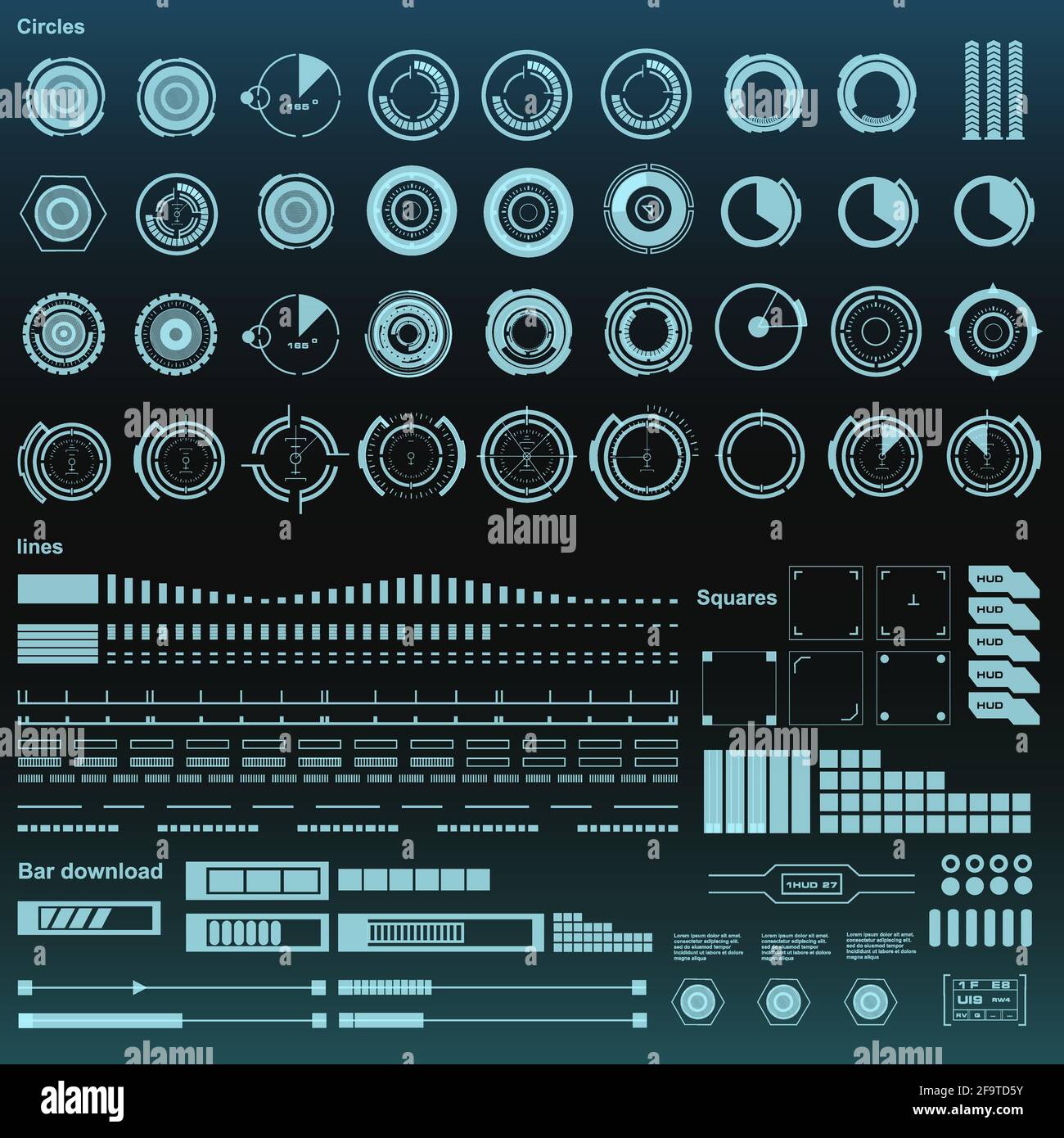 Hintergrund mit futuristischem User Interface Design Konzept mit hud Elementen Stock Vektor