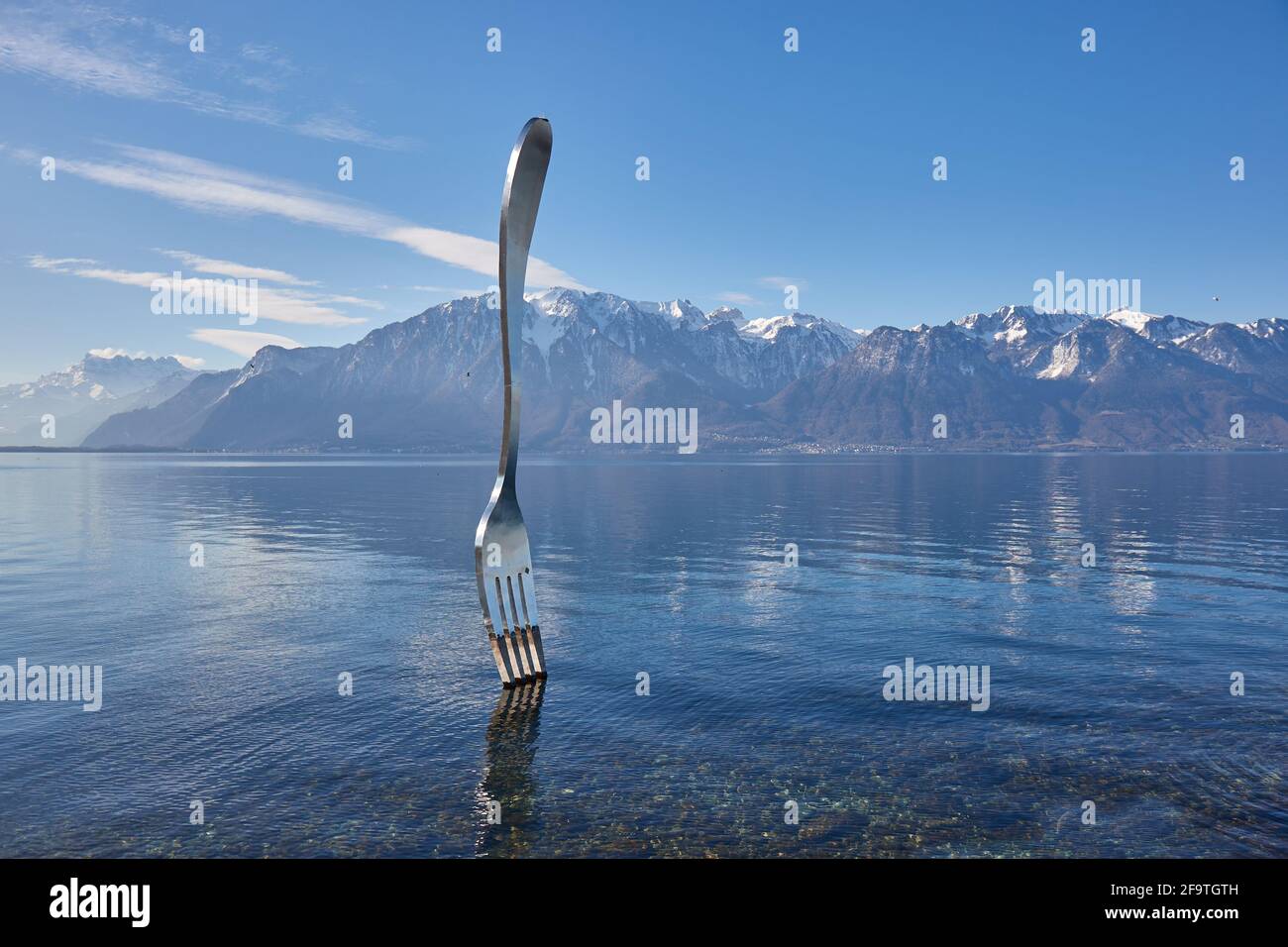 Die Gabel von Vevey im Genfer See, Schweiz Stockfoto
