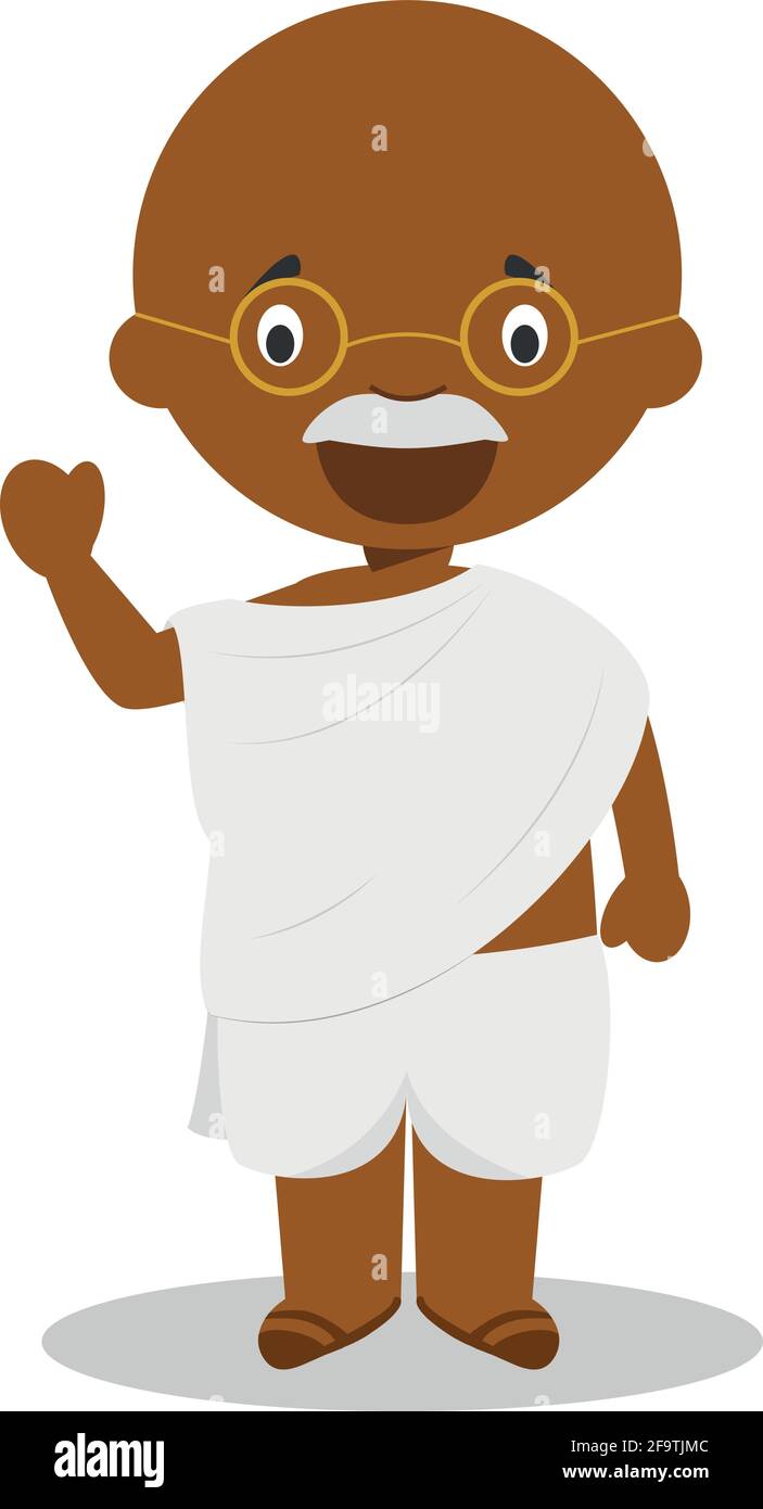 Gandhi Zeichentrickfigur. Vektorgrafik. Sammlung „Geschichte Für Kinder“. Stock Vektor