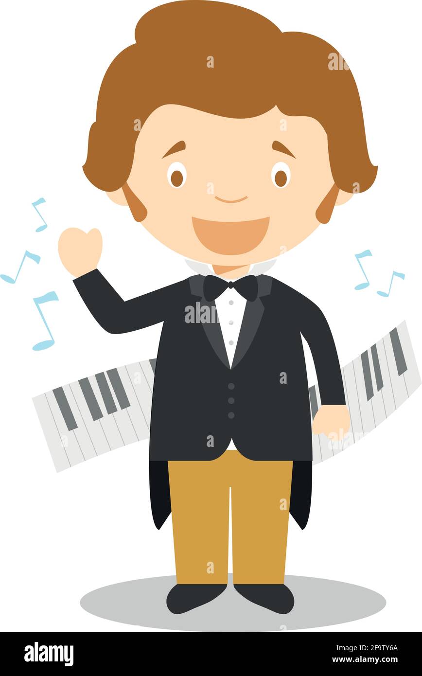 Frédéric Chopin-Zeichentrickfigur. Vektorgrafik. Sammlung „Geschichte Für Kinder“. Stock Vektor
