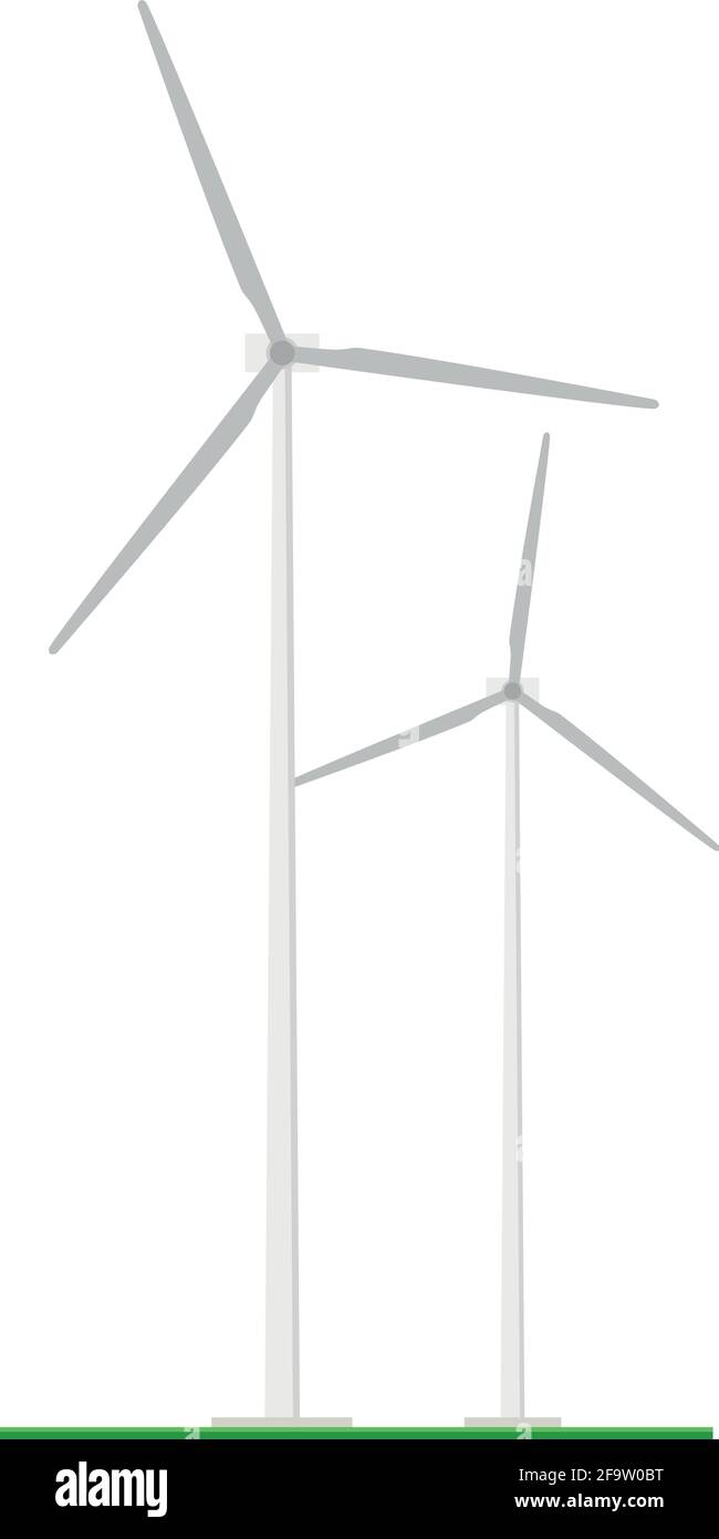 Niedliche Cartoon-Vektor-Illustration einer eolischen Energieanlage Stock Vektor