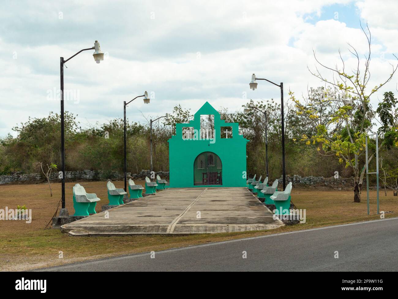 Kapelle in einem kleinen Dorf in Yucatan, Mexiko Stockfoto