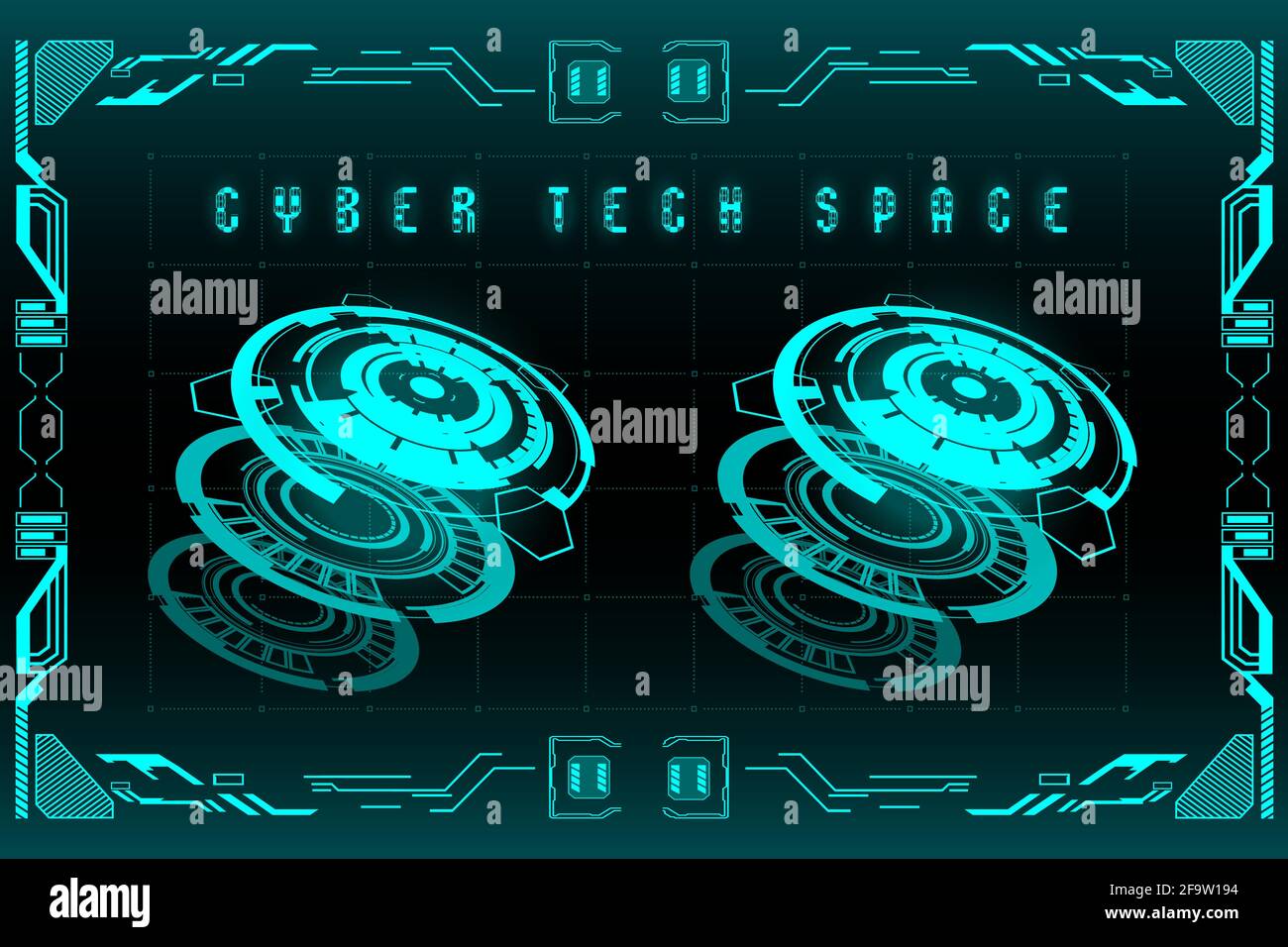 Futuristische HUD-Hintergrunddarstellung mit HUD-Elementen. Stock Vektor