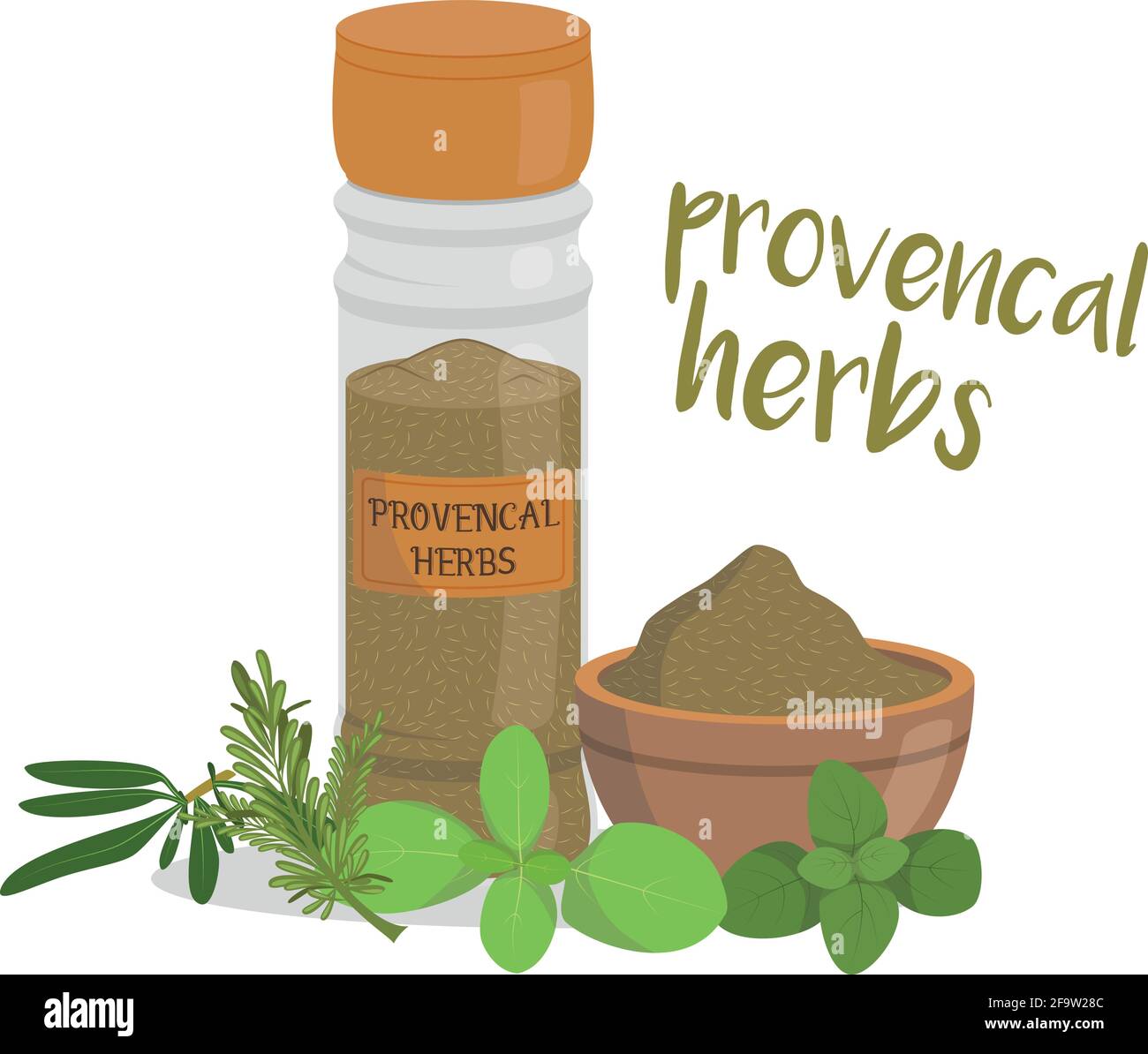Vektor provenzalische Kräuter Illustration isoliert in Cartoon-Stil. Kräuter und Arten Serie Stock Vektor
