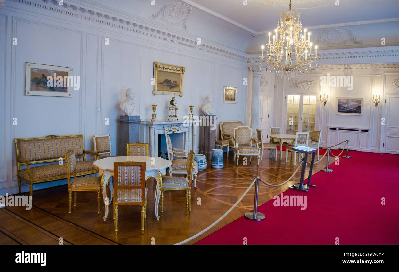 POTSDAM, 11. MÄRZ 2015: stalin-Büro im Schloss cecilienhof, wo er sich auf die potsdamer Konferenz zur Bestimmung der Divergenie nach dem zweiten Weltkrieg vorbereitete Stockfoto