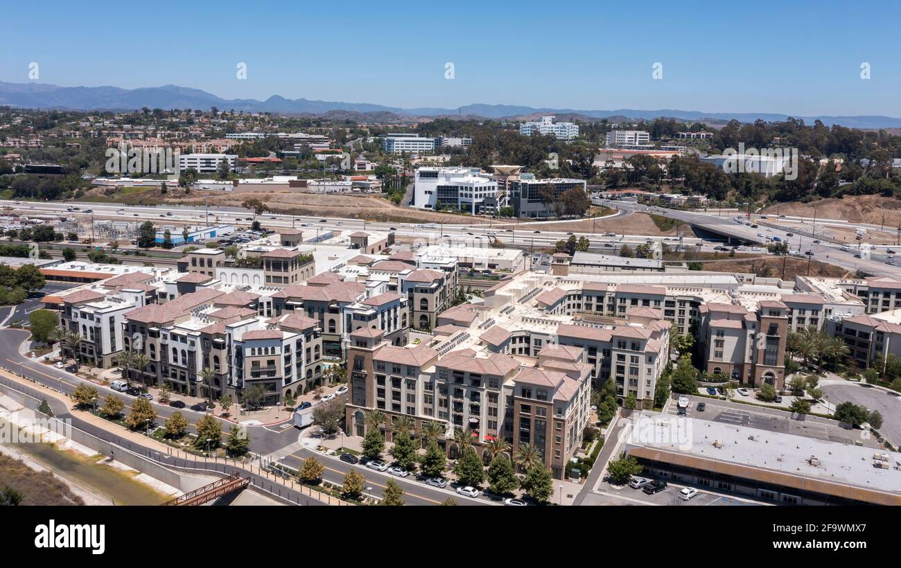 Luftaufnahme des Stadtzentrums von Laguna Niguel, Kalifornien, USA. Stockfoto