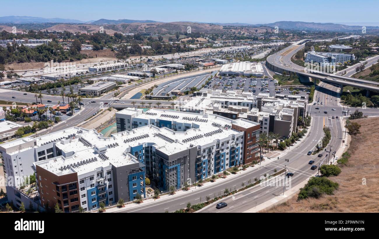 Luftaufnahme des Stadtzentrums von Laguna Niguel, Kalifornien, USA. Stockfoto