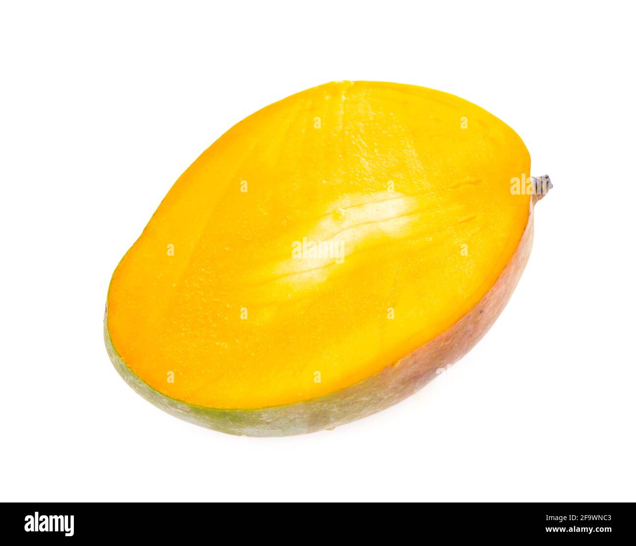 Mangofrüchte und Blätter isoliert auf weißem Hintergrund Stockfoto