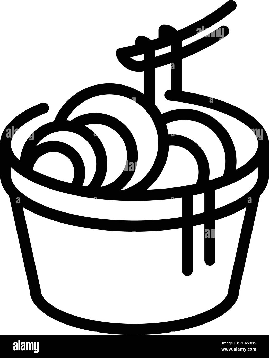 Symbol für Nudelschachtel. Skizzieren Sie das Vektorsymbol des Noodles-Felds für das Webdesign auf weißem Hintergrund Stock Vektor