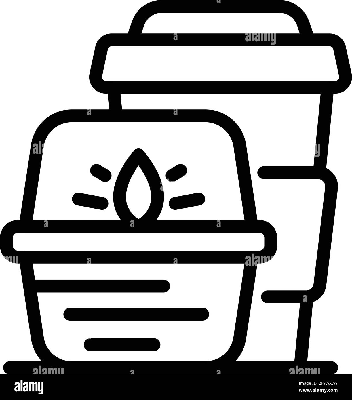 Symbol für warme Speisen zum Mitnehmen. Vektorsymbol „Take-out“ für heißes Essen für Webdesign auf weißem Hintergrund isoliert Stock Vektor