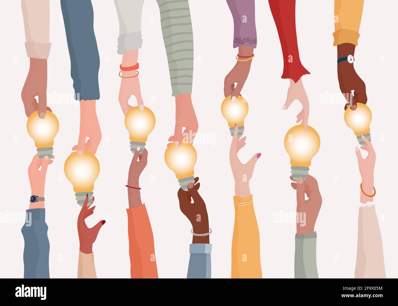 Brainstorming-Konzept.Metapher für verschiedene Menschen, die innovative Ideen vorschlagen oder teilen Lösungen und Vereinbarungen.kollaborierende Kollegen oder Kollegen Stock Vektor