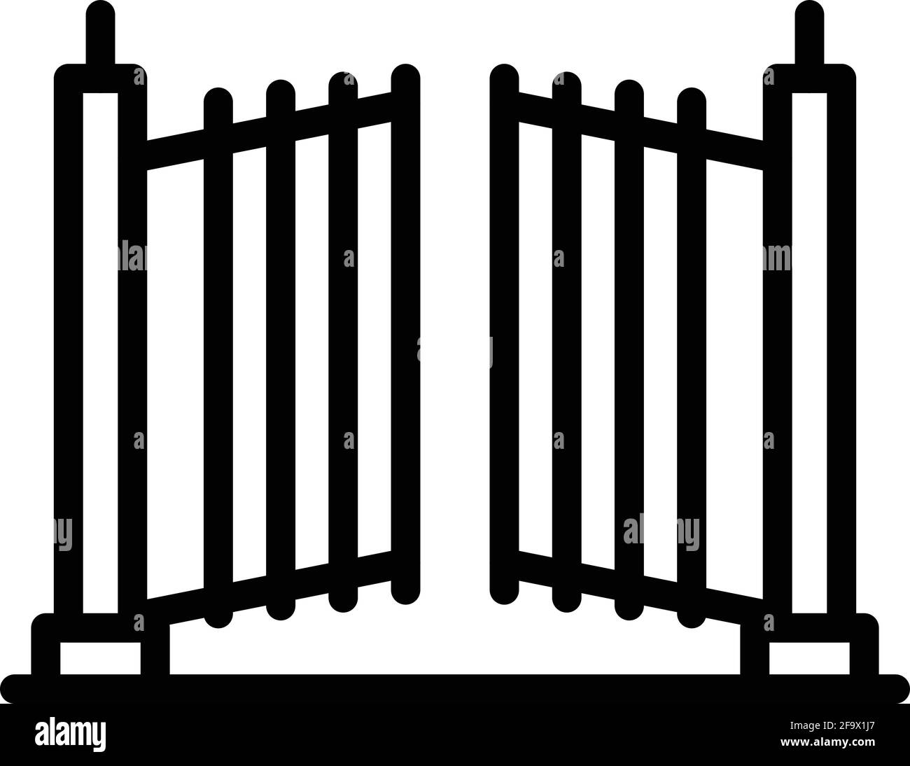 Symbol für automatisches Gartentor. Umriss Automatisches Gartentor-Vektor-Symbol für Webdesign isoliert auf weißem Hintergrund Stock Vektor