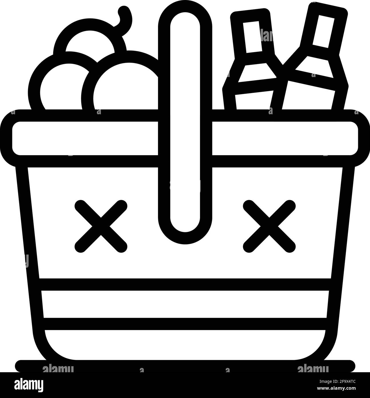 Symbol für Picknickkorb. Skizzieren Sie das Vektorsymbol für den Picknickkorb für das Webdesign auf weißem Hintergrund Stock Vektor