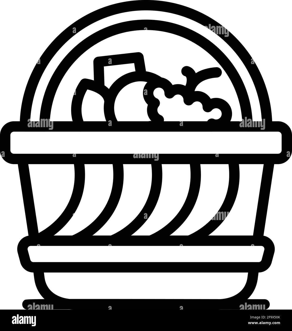 Symbol für BBQ-Picknickkorb. Umriss BBQ Picknick Korb Vektor-Symbol für Web-Design isoliert auf weißem Hintergrund Stock Vektor