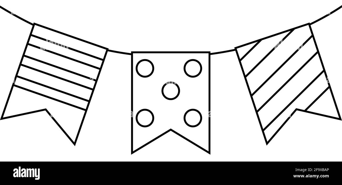Urlaubsflaggen am Seil auf Weiß. Vektorgrafik. EPS10 Stock Vektor