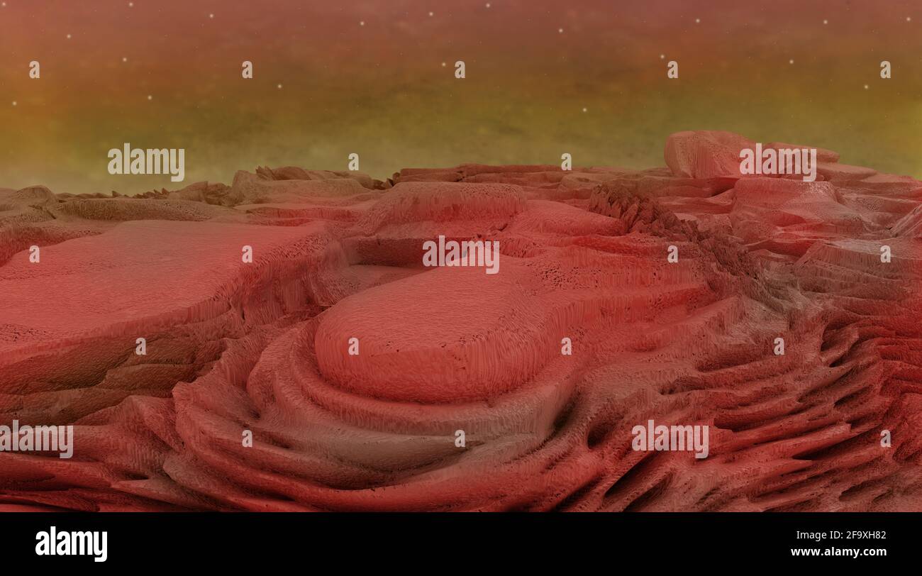 Mars-Landschaft, Science-Fiction-Illustration Stockfoto