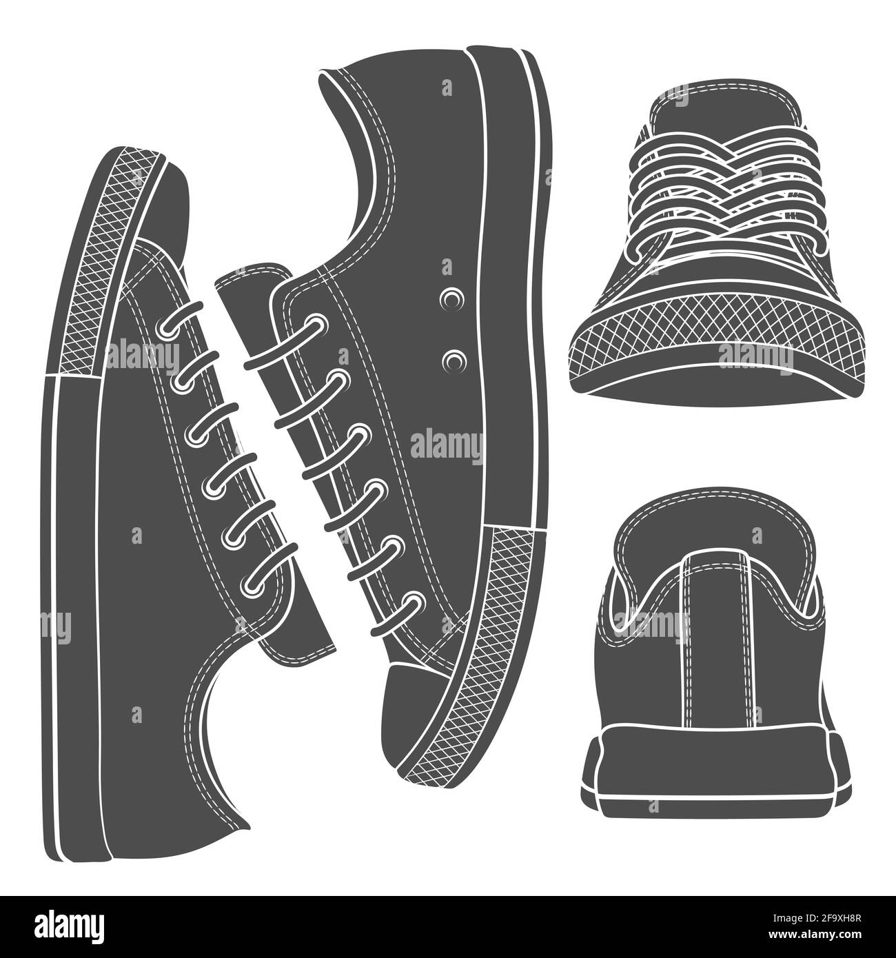 Vector Set mit Sneakers, Gummischuhen. Isolierte Objekte. Stock Vektor