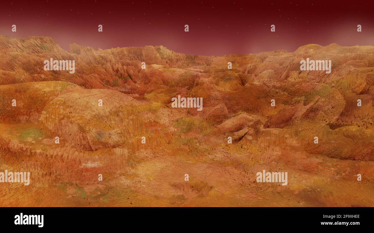 Mars-Landschaft, Science-Fiction-Illustration Stockfoto