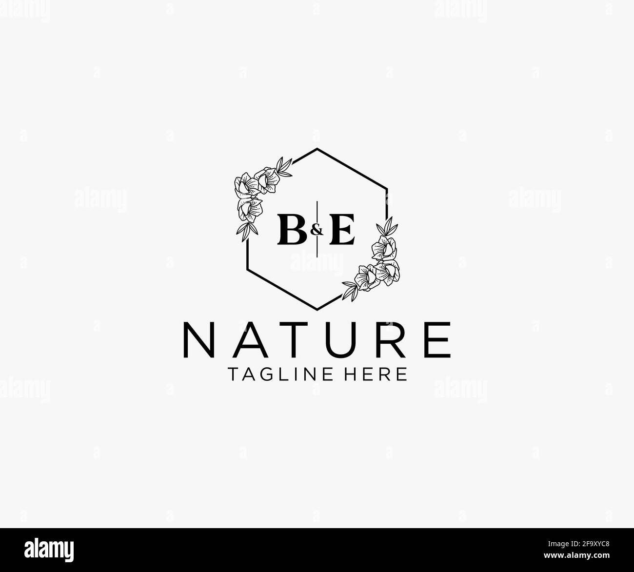 BE Letters Botanical Feminine Logo Vorlage floral, editierbar vorgefertigte Monoline Logo geeignet, Luxus feminine Hochzeit Branding, Corporate. Stock Vektor