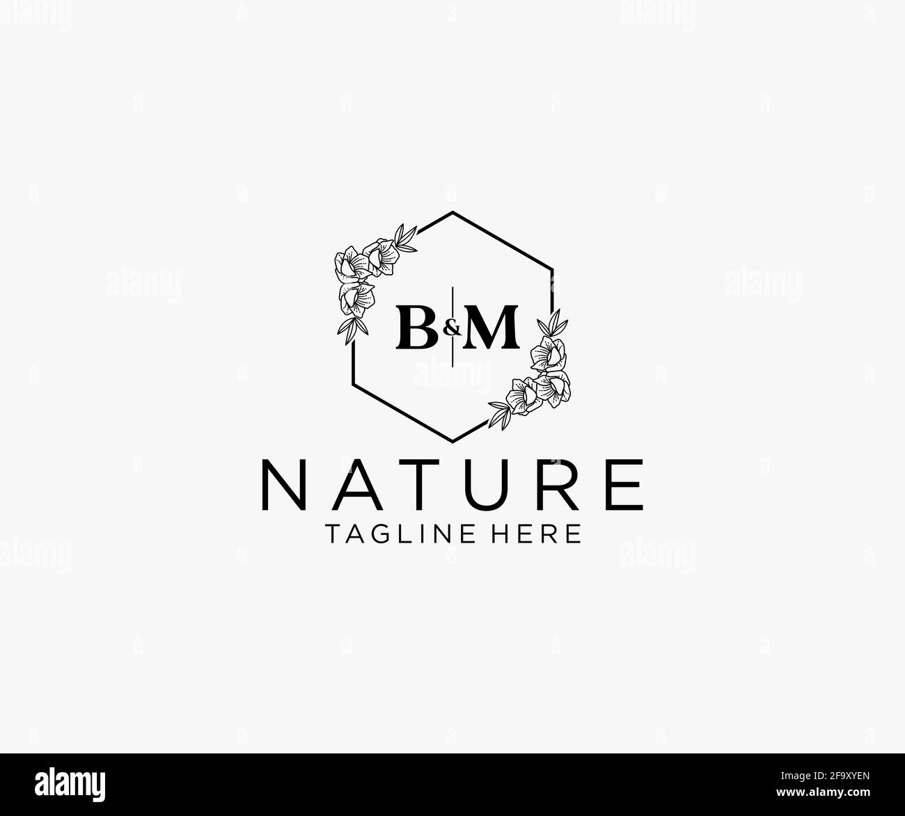 BM Letters Botanical Feminine Logo Vorlage floral, editierbar vorgefertigte Monoline Logo geeignet, Luxus feminine Hochzeit Branding, Corporate. Stock Vektor