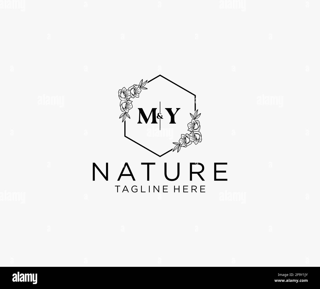 MY Letters Botanical Feminine Logo Vorlage floral, bearbeitbar vorgefertigte Monoline Logo geeignet, Luxus feminine Hochzeit Branding, Corporate. Stock Vektor