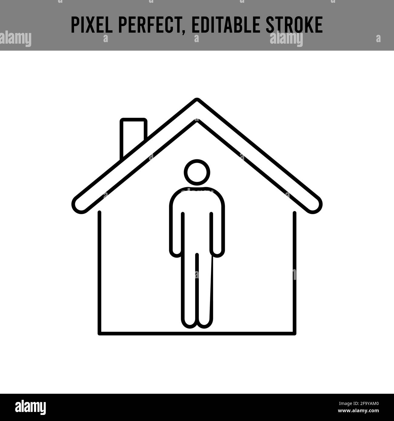 Mann bleibt zu Hause Linie Symbol. Bleiben zu Hause Konzept. Bearbeitbare Konture. Vektorgrafik. Stock Vektor