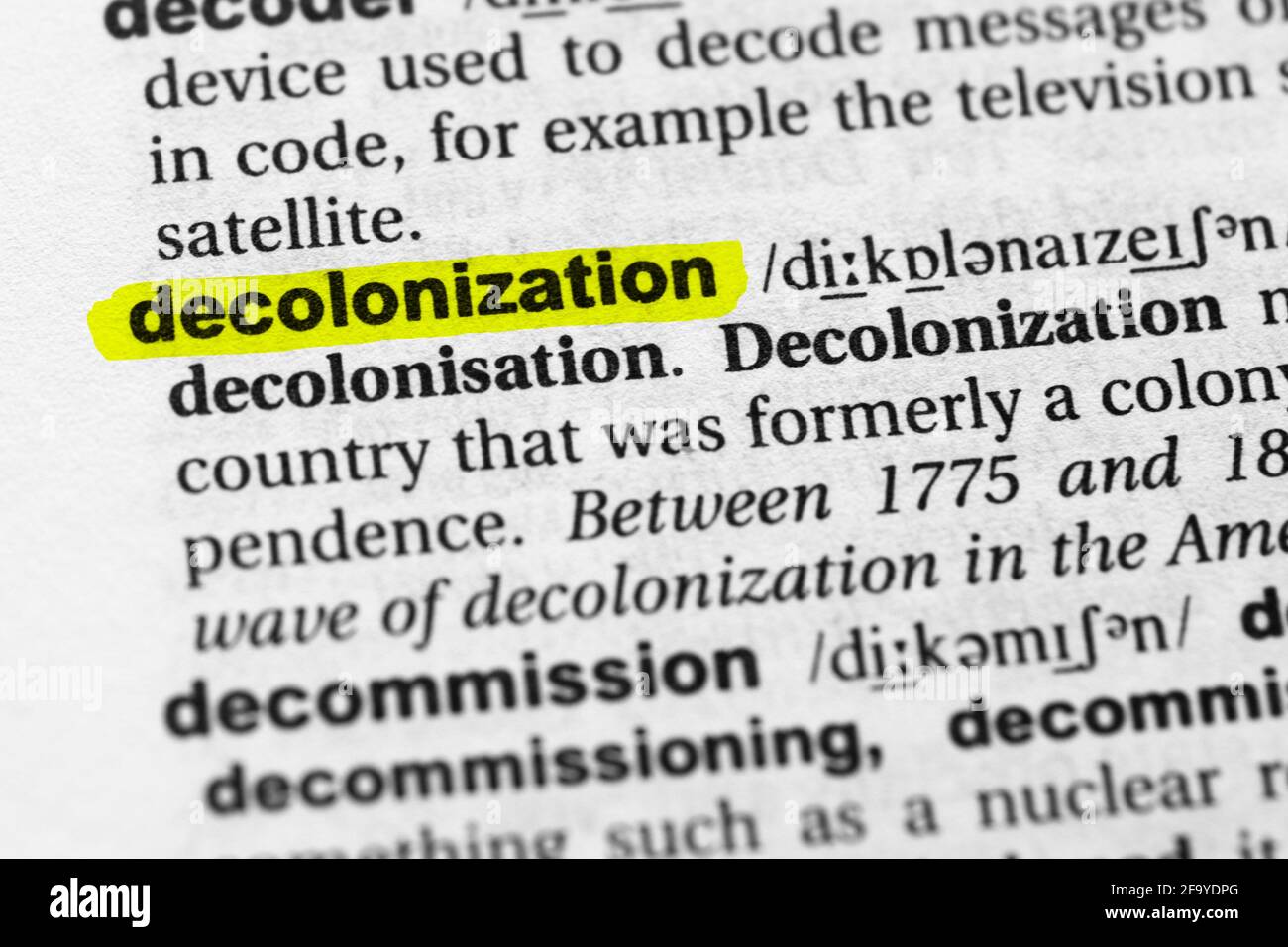 Hervorgehobenes Wort Dekolonisation Konzept und Bedeutung. Stockfoto