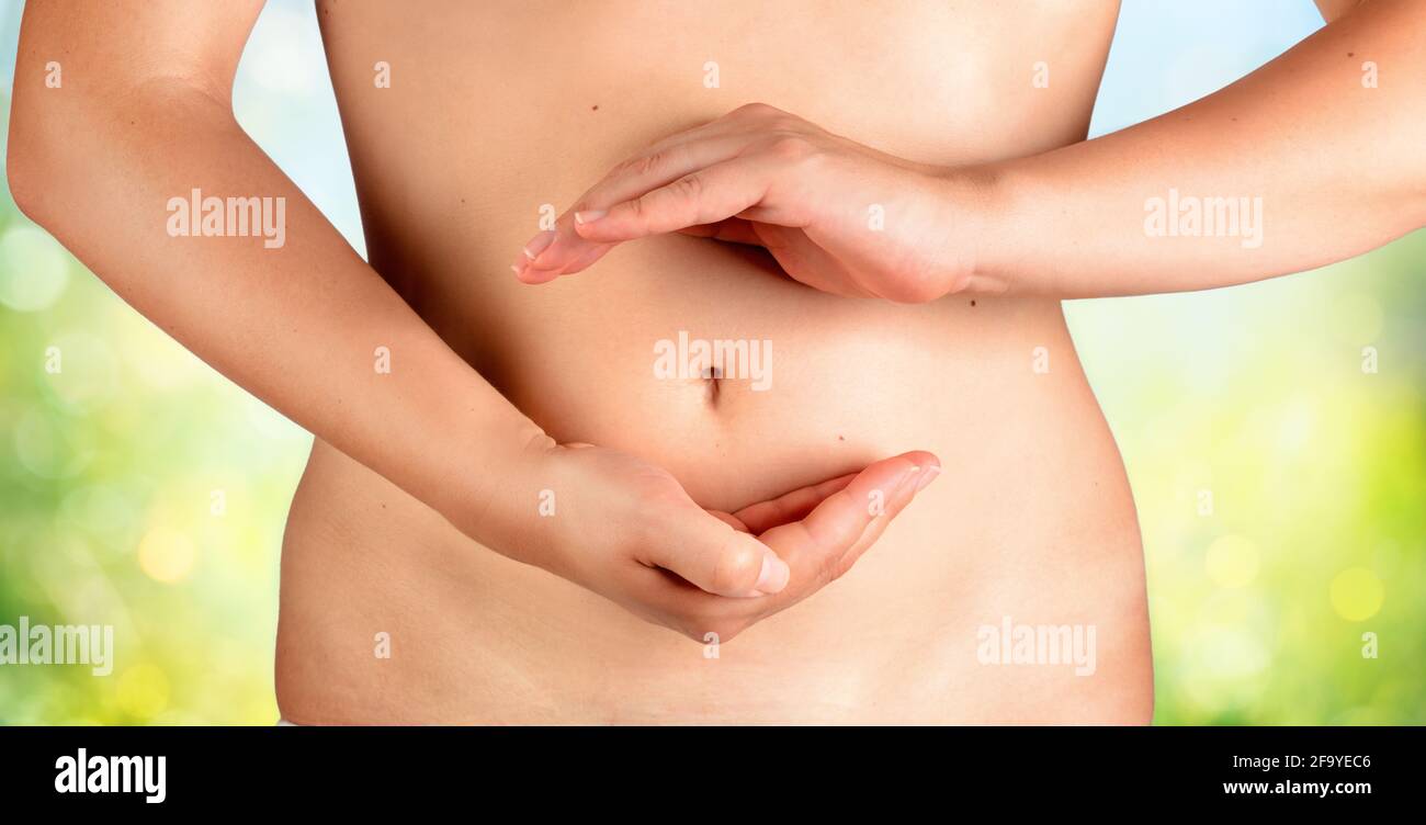 Abdomen Balance - Ernährung Und Menstruation Konzept Stockfoto
