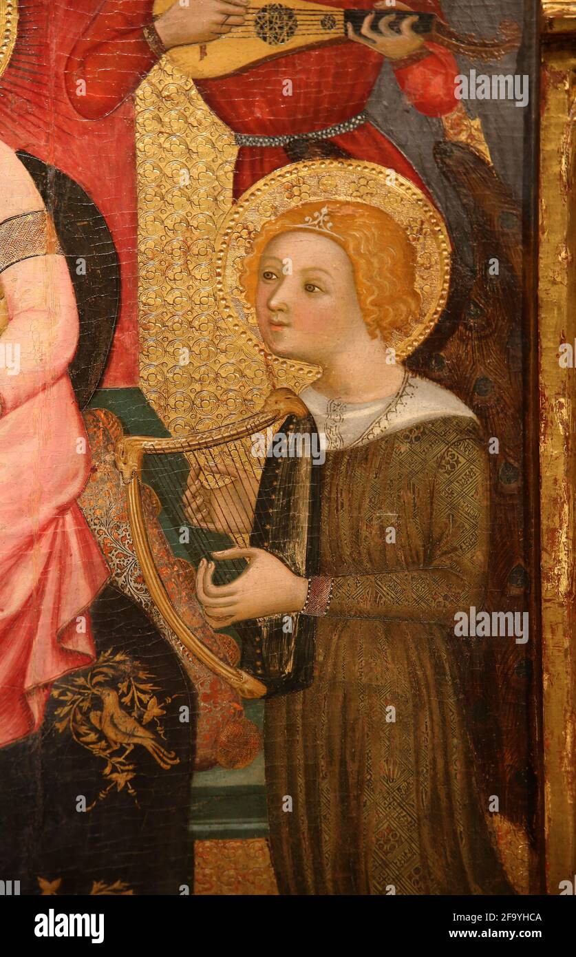 Jungfrau der Engel von Pere Serra (aktive c. 1357-1408). Engel. Tortosa, Tarragona, Spanien. Nationales Kunstmuseum von Katalonien. Barcelona. Spanien Stockfoto