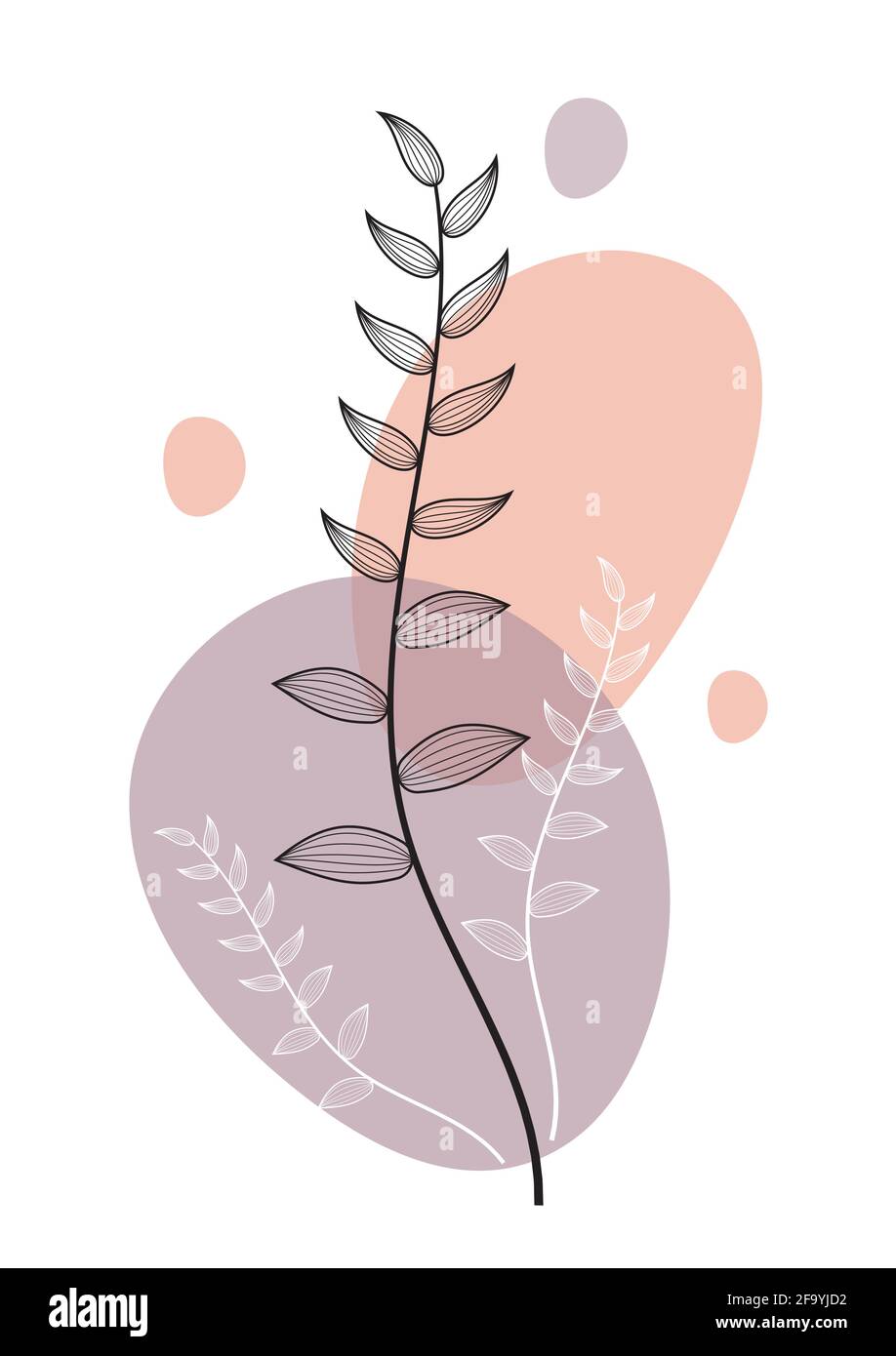 Abstrahieren Sie eine Linie Kunstblatt. Botanische Drucke boho Vektor-Set für Wandkunst . Böhmischer Stil mit Linienkunst. Minimalistische abstrakte Pflanzen Zweig Kunst Stock Vektor
