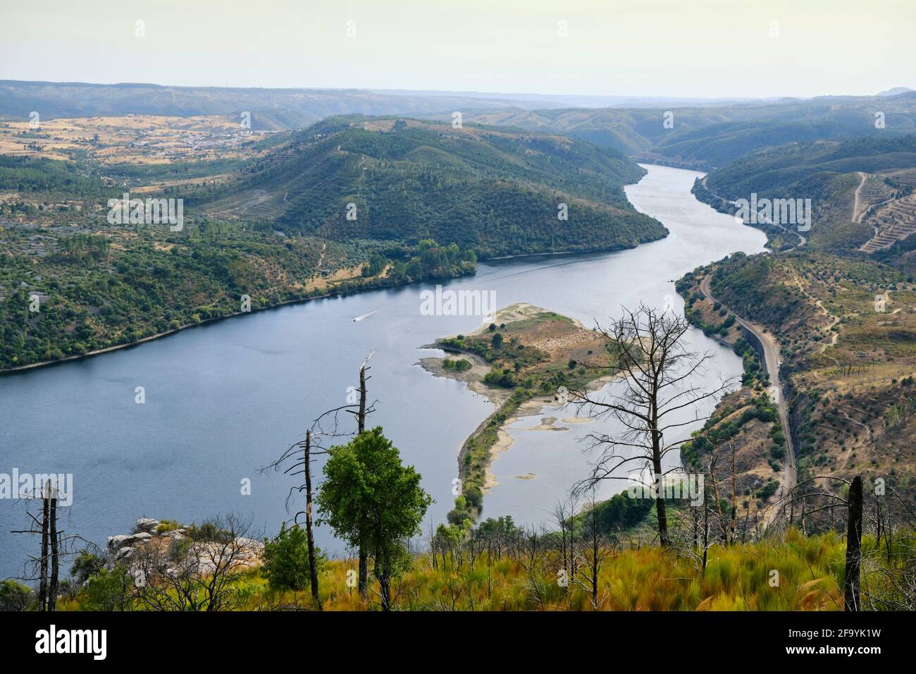 Der Fluss Tejo bei Vila Velha de Rodao, wo er die Provinzen Alentejo und Beira Baixa teilt. Portugal Stockfoto