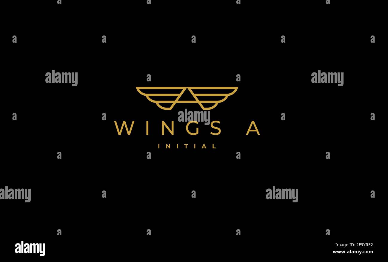 Wings Initial EIN Logo Vektor Design Stock Vektor