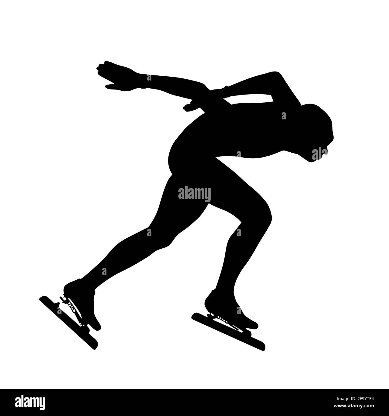 Männer Speed Skater Athlet schwarz Silhouette Lauf Arena Turn Stockfoto