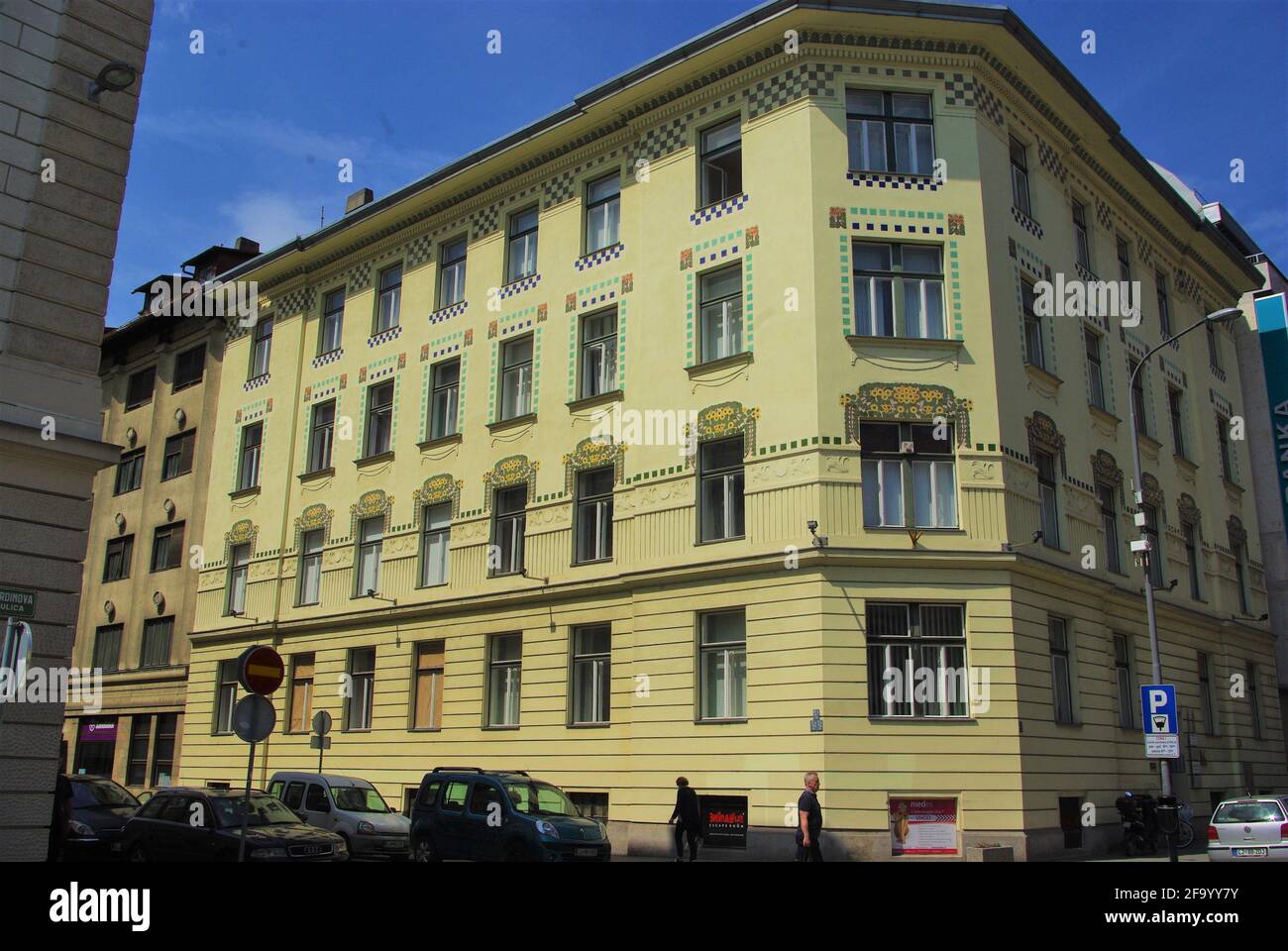Jugendstil-Architektur, Koch-Wohnhäuser der Agricultural Loans Bank, Ljubljana, Slowenien Stockfoto