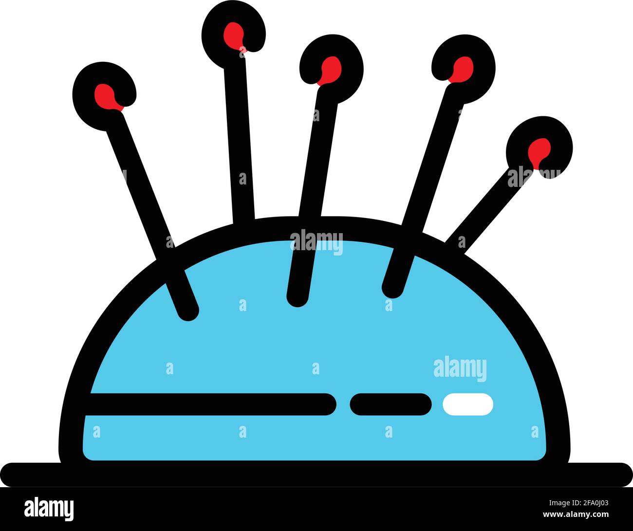 Symbol für Nadelkissen. Farbe Nadel Kissen Vektor-Logo in einfachen Stil isoliert auf weißem Hintergrund Stock Vektor