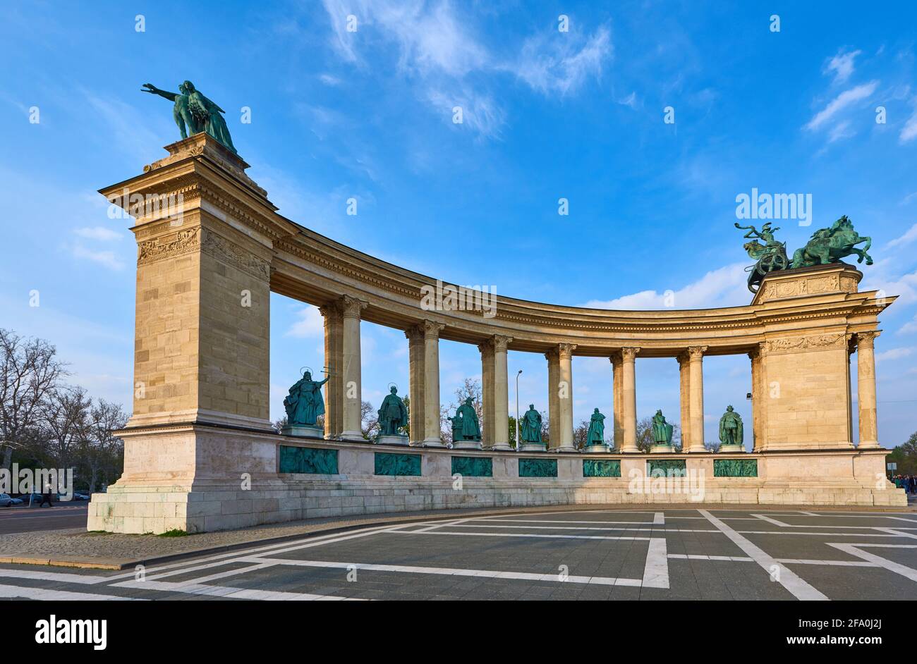 Blick auf den Heldenplatz in Budapest Stockfoto