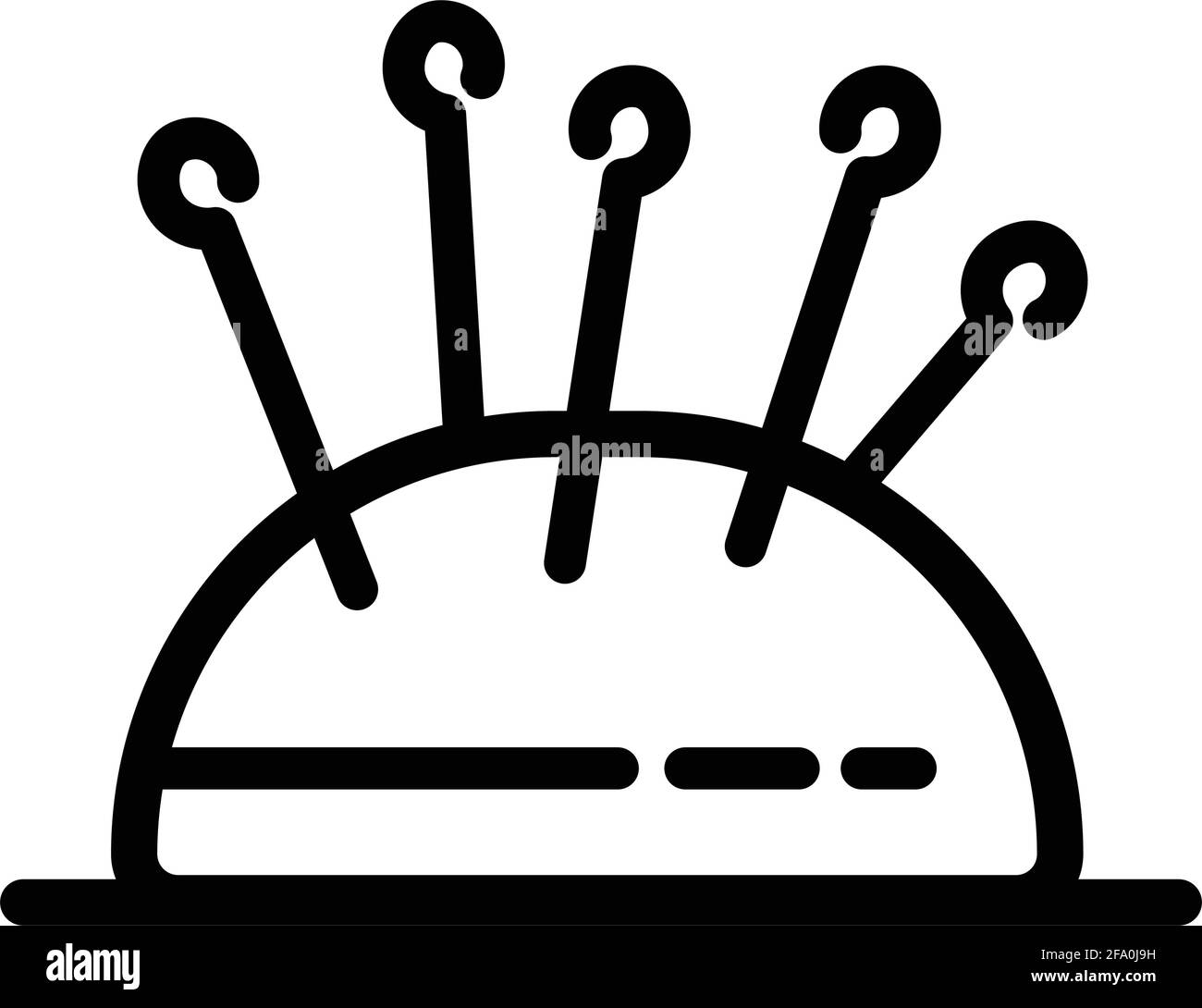 Symbol für Nadelkissen-Linie. Kontur Nadel Kissen Vektor-Logo für Web-Design isoliert auf weißem Hintergrund Stock Vektor