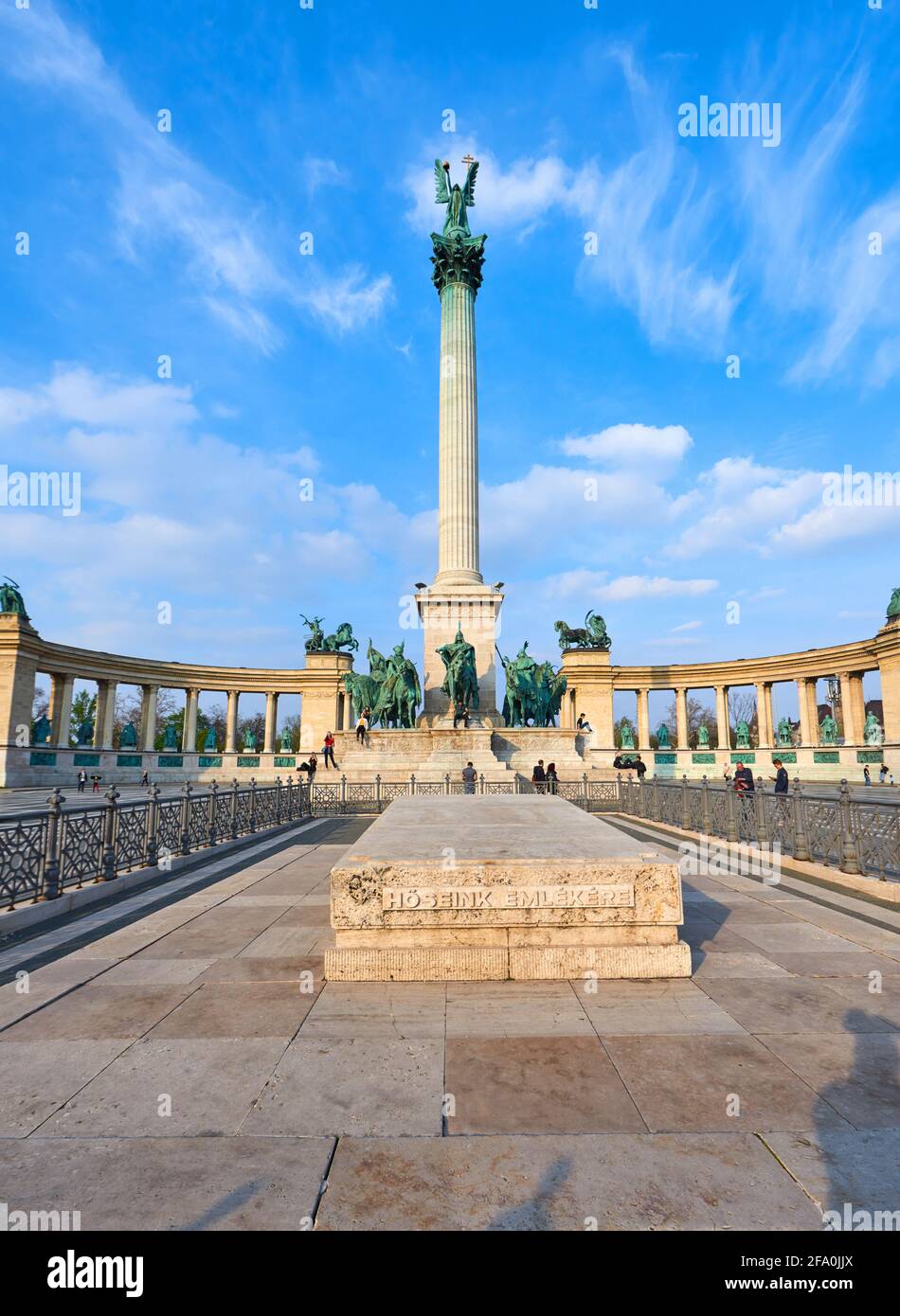 Blick auf den Heldenplatz in Budapest Stockfoto