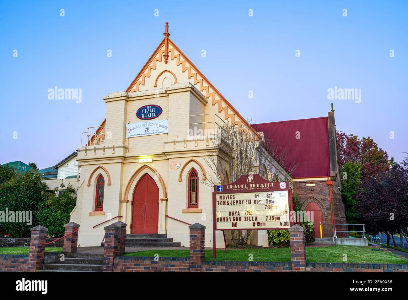 The Chapel Theatre (vormals Methodist Church), erbaut 1885, Glen Inness NSW Australien Stockfoto