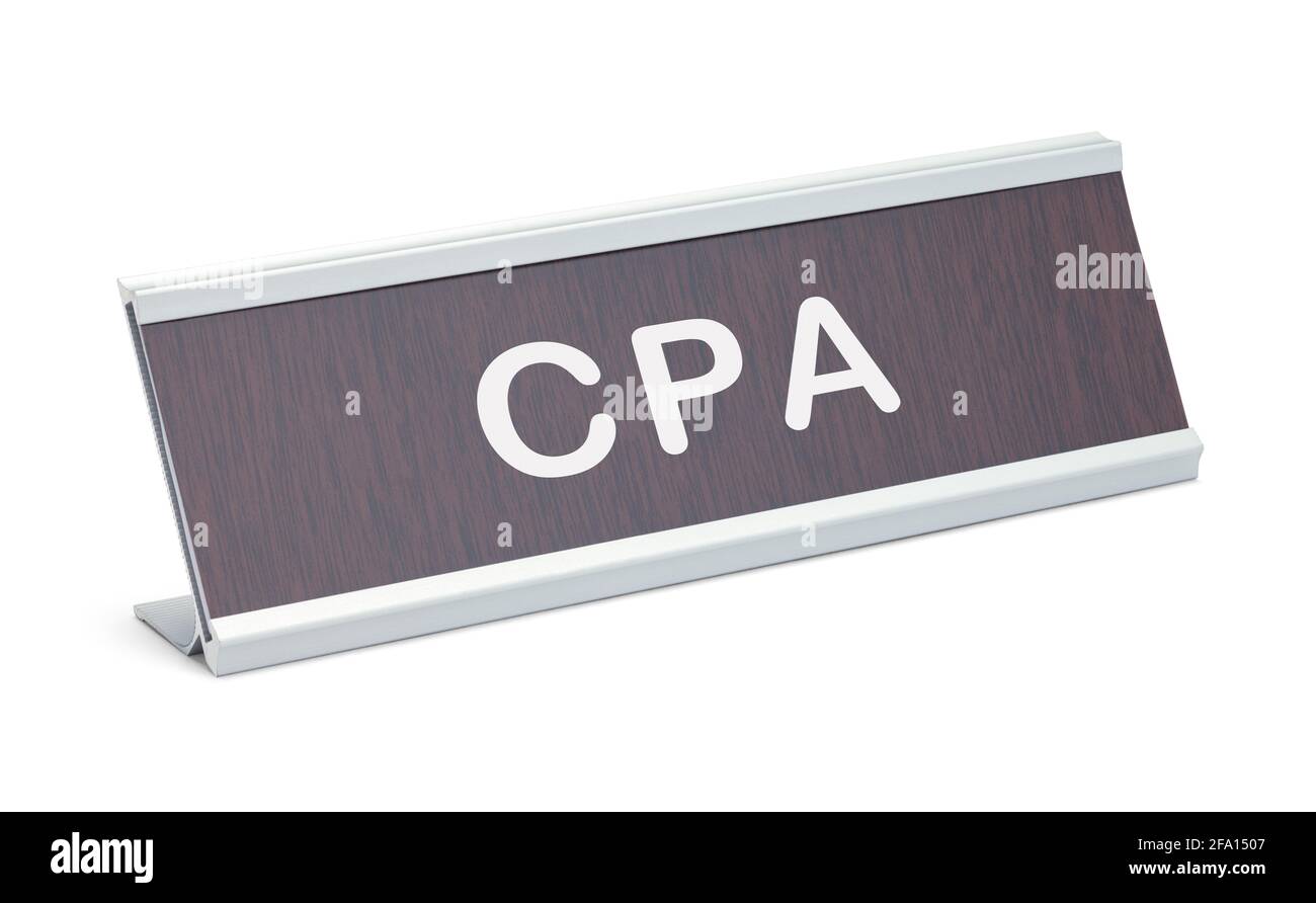 Ausschnitt des CPA-Tischnamens Stockfoto
