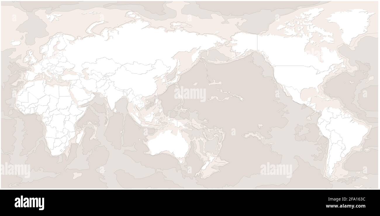 Weltkarte. Moderne Topographie Weltkarte Vektor. Stockfoto