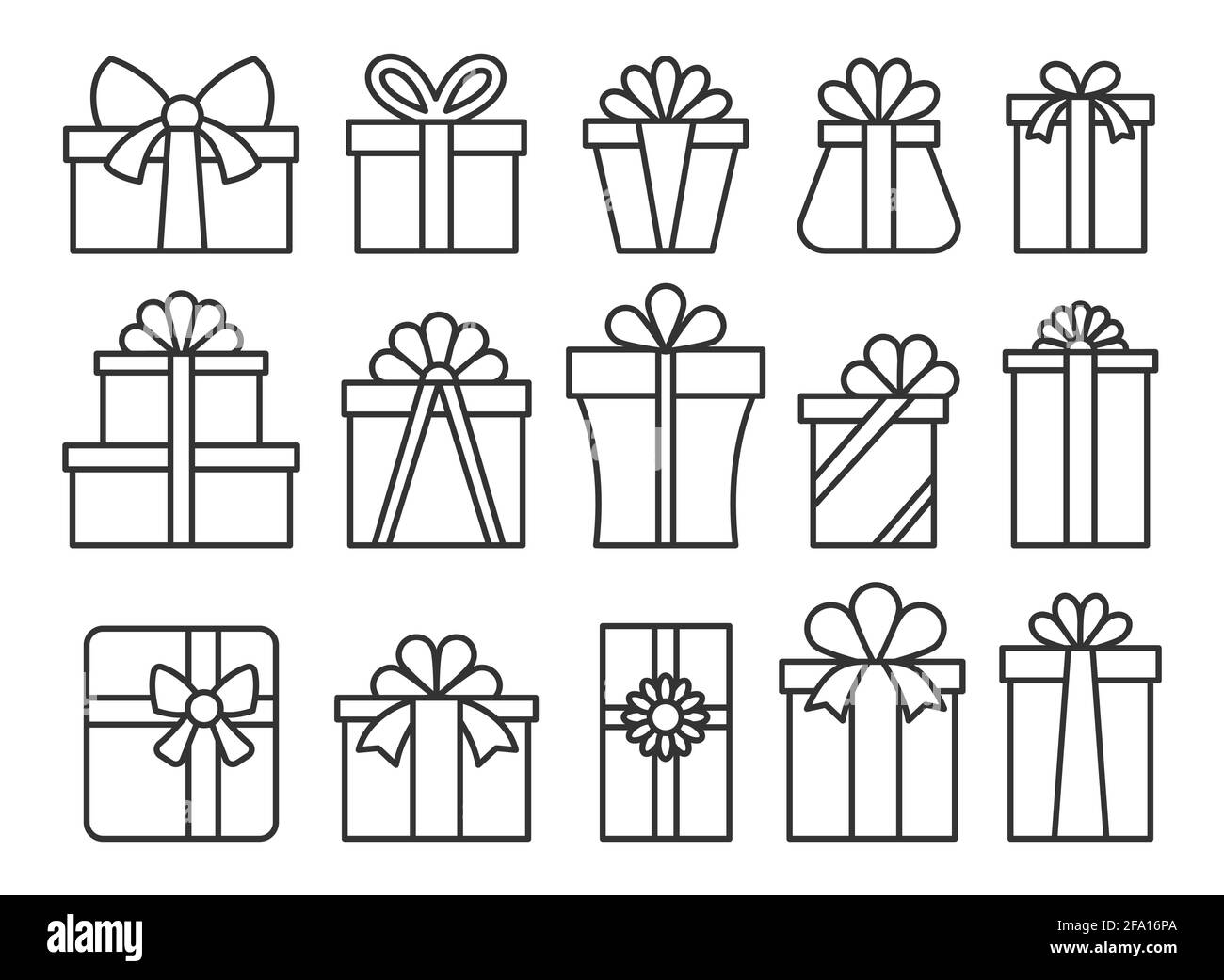 Geschenkbox Linie Symbol Set. Einfache Outline geschenkbox mit Schleife  Piktogramm-Pack. Alles gute zum Geburtstag, frohe weihnachten, Neujahr  Geschenk-Paket-Symbol. Feiertagsfeier Valentinstag Überraschung Paket  Zeichen Stock-Vektorgrafik - Alamy