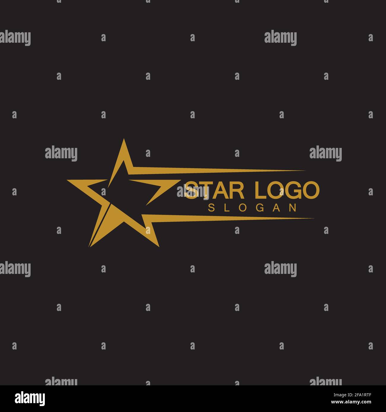 Gold Star Logo Vektor mit schwarzem Hintergrund Stock Vektor