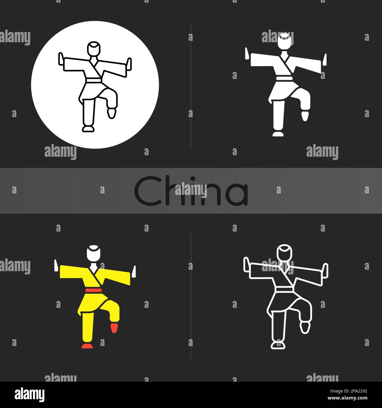 Symbol für dunkles Kung Fu-Thema Stock Vektor