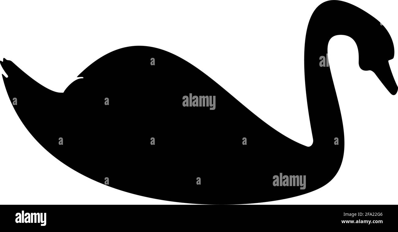 Silhouette Schwan Vogel Wasservögel schwarz Farbe Vektor Illustration flachen Stil Einfaches Bild Stock Vektor
