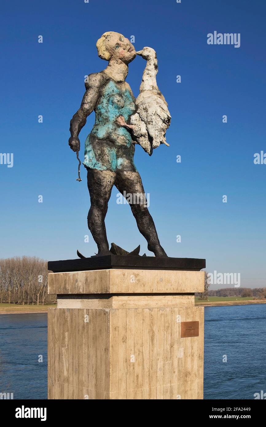 Skulptur Leda am Rheinufer, Deutschland, Nordrhein-Westfalen, Monheim am Rhein Stockfoto