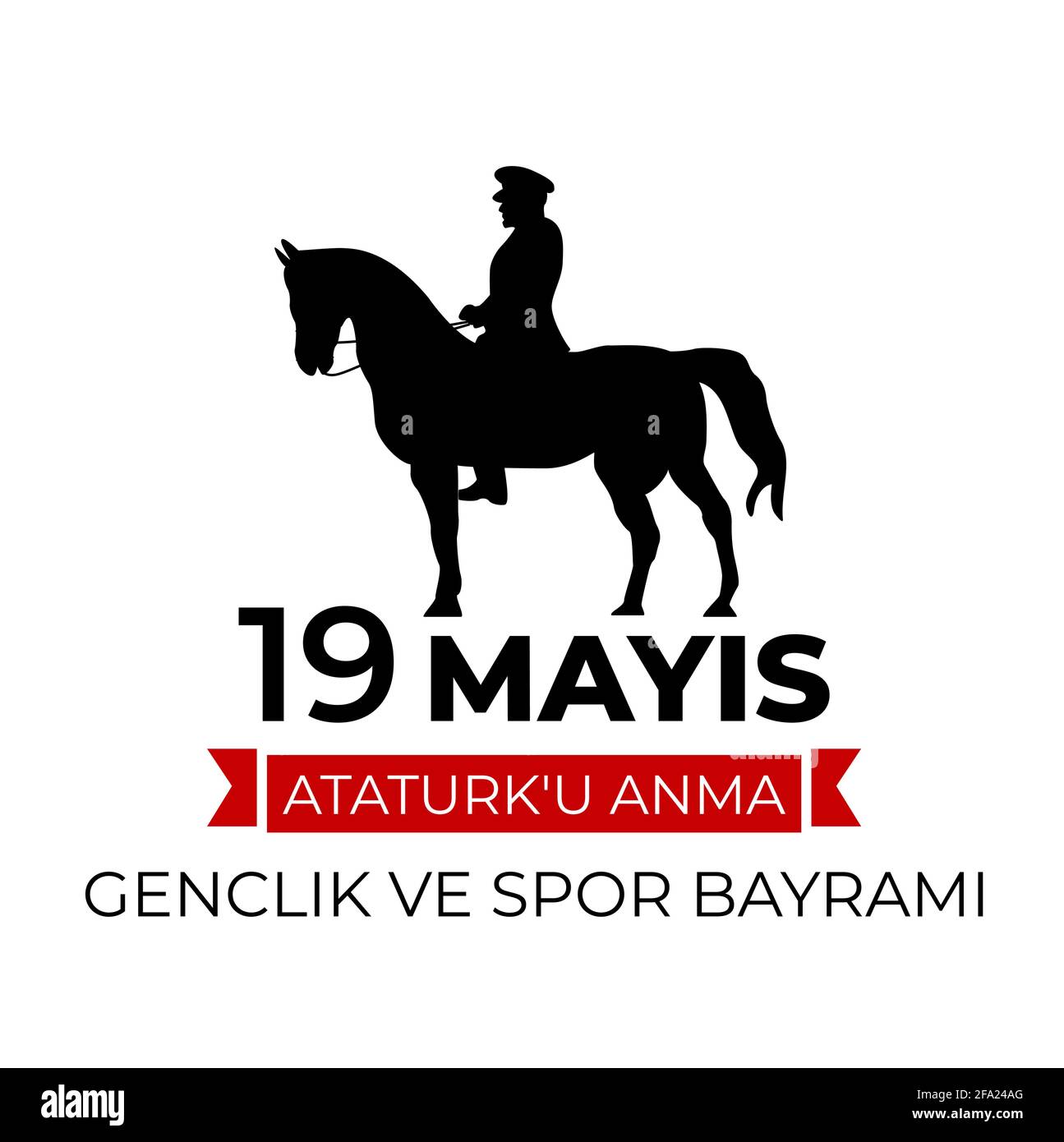 19. Mai Gedenkfeier an Atatürk, Jugend- und Sporttag (türkisch gesprochen: 19 mayis Atatürk'U anma, genclik ve spor bayrami). Türkische Feiertagsgrüße Stock Vektor