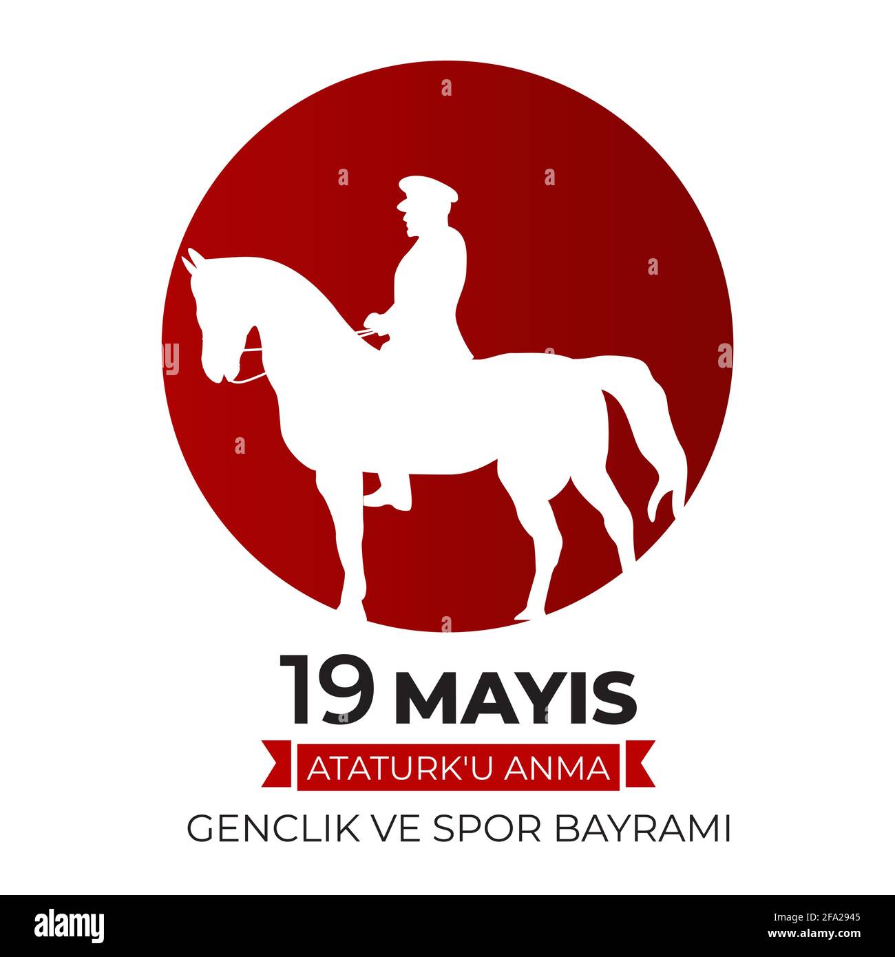 19. Mai Gedenkfeier an Atatürk, Jugend- und Sporttag (türkisch gesprochen: 19 mayis Atatürk'U anma, genclik ve spor bayrami). Türkische Feiertagsgrüße Stock Vektor